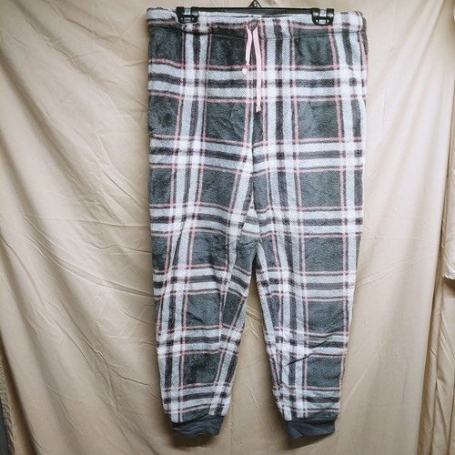 Joyspun Damengröße L Large 12-14 grau & rosa kariert Pyjamahose Hose