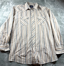 Vtg Wrangler Western Shirt Pearl Snap Striped Tall Large Cowboy