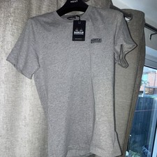 Image of Barbour International Men’s Grey Logo T-Shirt S Regular Short Sleeve Crew Neck