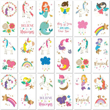 Unicorn and Friends 36 Temporary Fake Tattoo Set, 18 Individually Wrapped Sheets