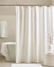 NWT QUINCE EUROPEAN LINEN SHOWER CURTAIN IVORY 72 X 72 BATHROOM RET $50 SOLD OUT