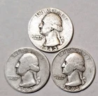 1943-P 1943-D 1943-S Washington Silver Quarter PDS SET