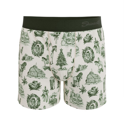 Shinesty ''Xmas In Texas'' Western Toile Men's Loose-Fit Boxers   Holiday Print
