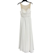 New Lulus Luxe Bridal Legendary Love White Beaded Illusion Maxi Dress Small