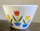 Vtg Fire King Oven Ware Tulip Mixing Nesting Bowl Large 9.5"x 6"T  Milk Glass