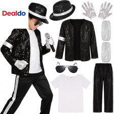 Kids Dance Star Costume for Boys 80S 90S Pop Stage Outfits for Halloween