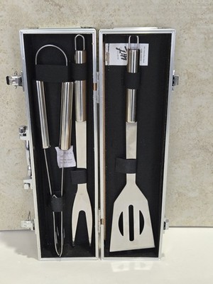 Stainless Steel BBQ Tools In Aluminum Case W/Atlanta United Engraved Set Of 3