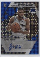 2022-23 Panini Mosaic Rookie Blue Prizm 20/49 Blake Wesley #RA-WES Auto 0x5w