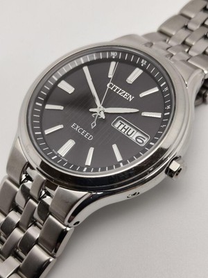 Citizen Exceed H100-T018661 AT6000-52E Day Date Eco Drive Solar