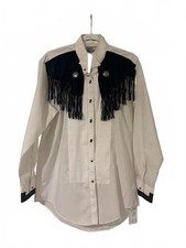 Vintage 80s Western Fringe Tuxedo Shirt