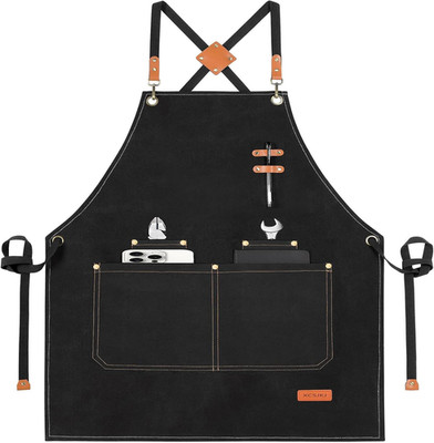 Grill Schürze für Männer Kochschürze herren, mit 4 Taschen Verstellbarem Nackenb