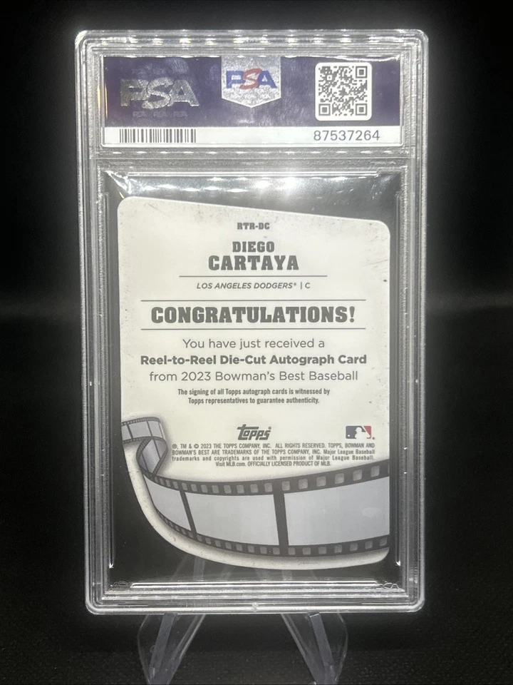 2023 Bowmans Best RTR-DC Diego Cartaya/25 Reel to Reel Auto Mini-Diamonds PSA 10 - Image 2 of 2