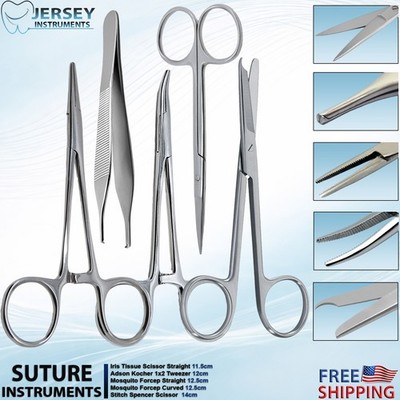 Dental Surgical Set Mosquito Forceps Straight Curved Iris Stitch Scissor Sutures