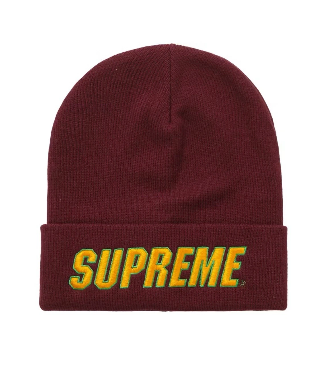 Bonnet Supreme logo incliné bordeaux Fw23 neuf