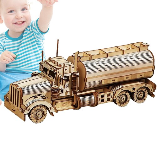 LKW Tankwagen 3D Holz Puzzle DIY Geschenk Bausatz aus Holz Dekoration Erwachsene - Bild 16 von 24