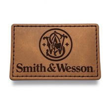 Smith  Wesson Patch - Square - Brown Leather - Hat/Bag Patch Hook  Loop