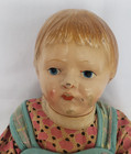 Antique 13" Composition Character Boy Doll Straw Stuffed Kaplan Tag As Is TLC — photo 4