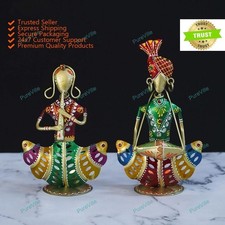 Porte-Bougie Tealight Couple Musicien Rajasthani Décor De Table Ensemble De 2