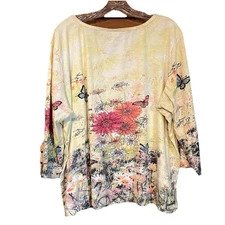 Y2K Butterfly Shirt Womens 2XL Sequin 90s Vintage Collections Etc.  VTG 