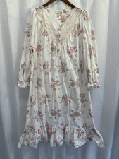 Victoria's Secret Gold Label Floral Nightgown Cotton Cottagecore Ruffles Size L