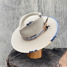 Retro Fashion Men and Women Wool Top Hat Ribbon Feather Decorative Wool Felt Hat