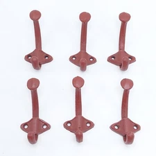 6 Pcs Vintage Style Wall Hook Rustic Key Towel Coat Hanger Double Kitchen Hooks