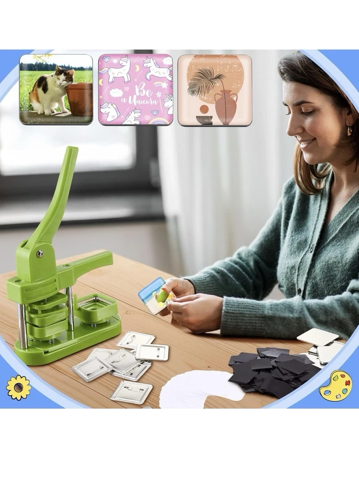 200 Sets 50mm/ 2 Inch Button Press Supplies Square Button Parts DIY Fridge - Image 4 of 4