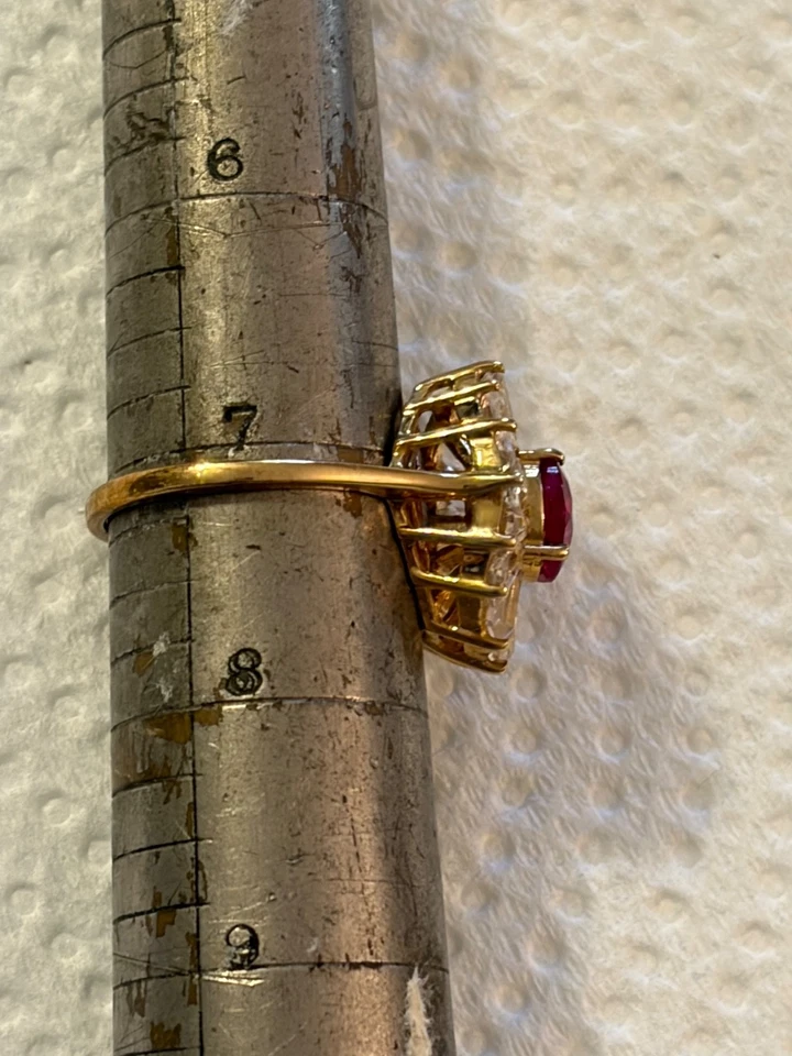 2.75 克拉实验室红宝石带 3.80 克拉白色 TOPAZ 14K 黄金纯银 — 第 2/3 张图片