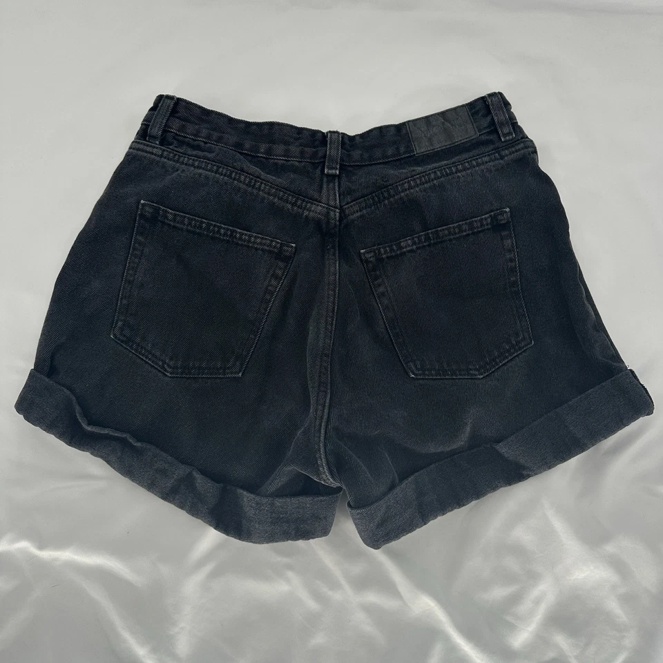 Monki Women's 100% Cotton Black High-Waisted Boyfriend Shorts Size 30 - Image 2 of 4
