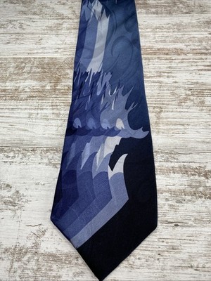 Bruno Piattelli Silk Tie XL 62  Blue Abstract Wide 4  Designer Vintage USA