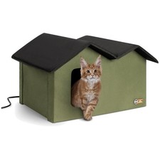 Durable  Insulated Outdoor Cat House with Heated Pad - Two Cat Capacity