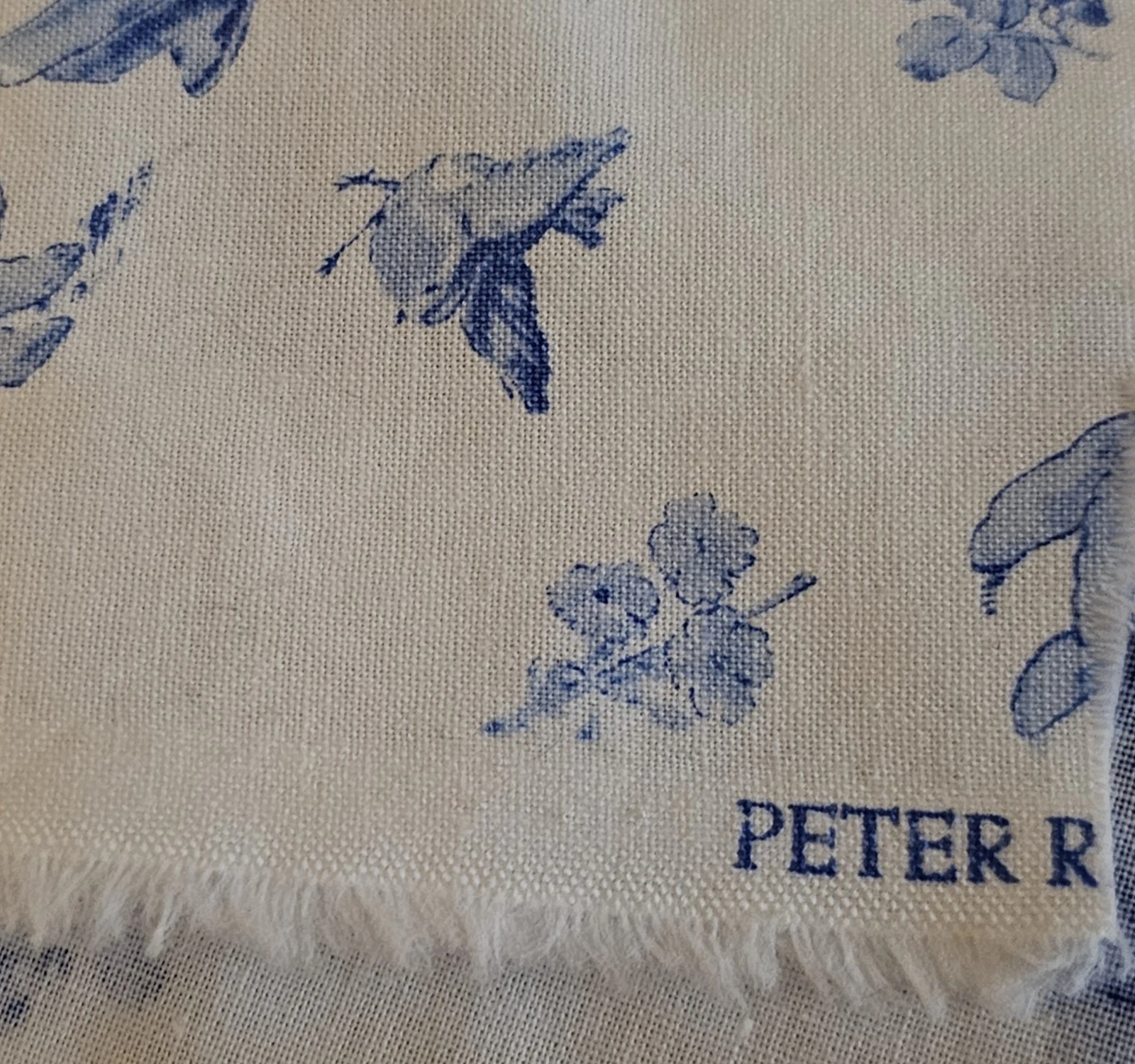 BEATRIX POTTER Peter Rabbit 44x20", Blue Toile, Cotton Nursery Fabric, Vintage - product detail image 2