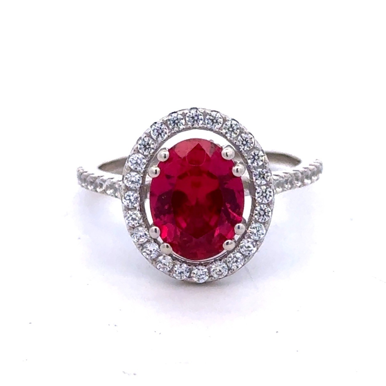 Designer 925 Sterling Silver Oval Ruby Cubic Zirc… - image 4