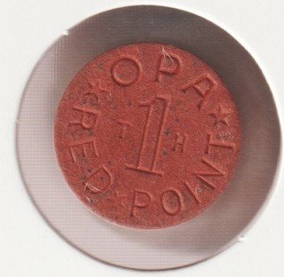 1944 US WWII OPA Red Ration Token TH Collectible WW2 Collection Old War Coin USA