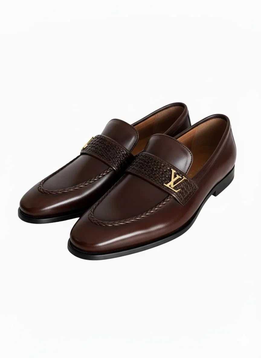 Handmade Mens Leather Shoes, Men Formal Slip On Brown Moccasin Dress Shoes**