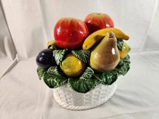 Portugal Ceramic Fruit Topiary Basket Majolica MCM Subtil Caldas Da Rainha Large