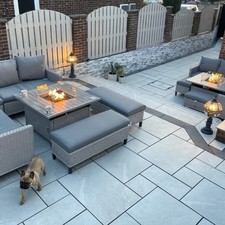 Smoke Grey Porcelain Paving Slabs 4 mixed Size