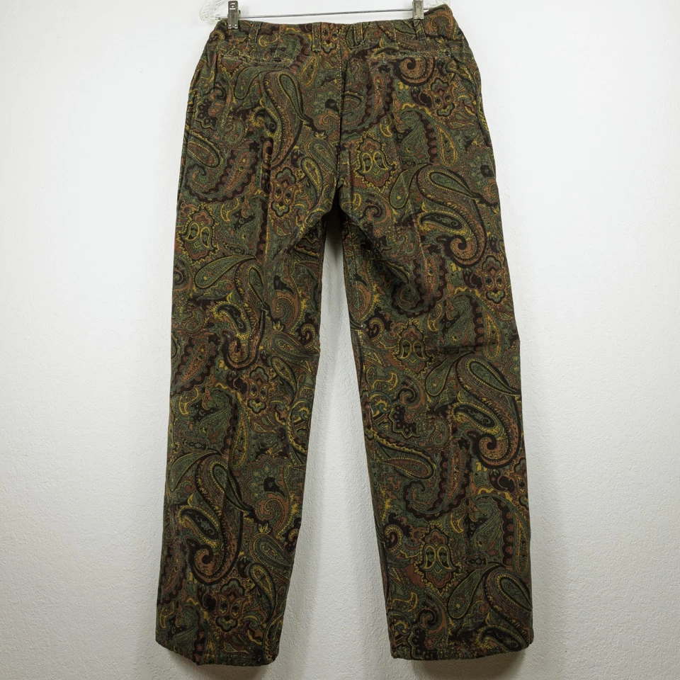 Chadwick's 女式灯芯绒裤子佩斯利花卉波西米亚节日 - 12P 码绿色 — 第 2/4 张图片