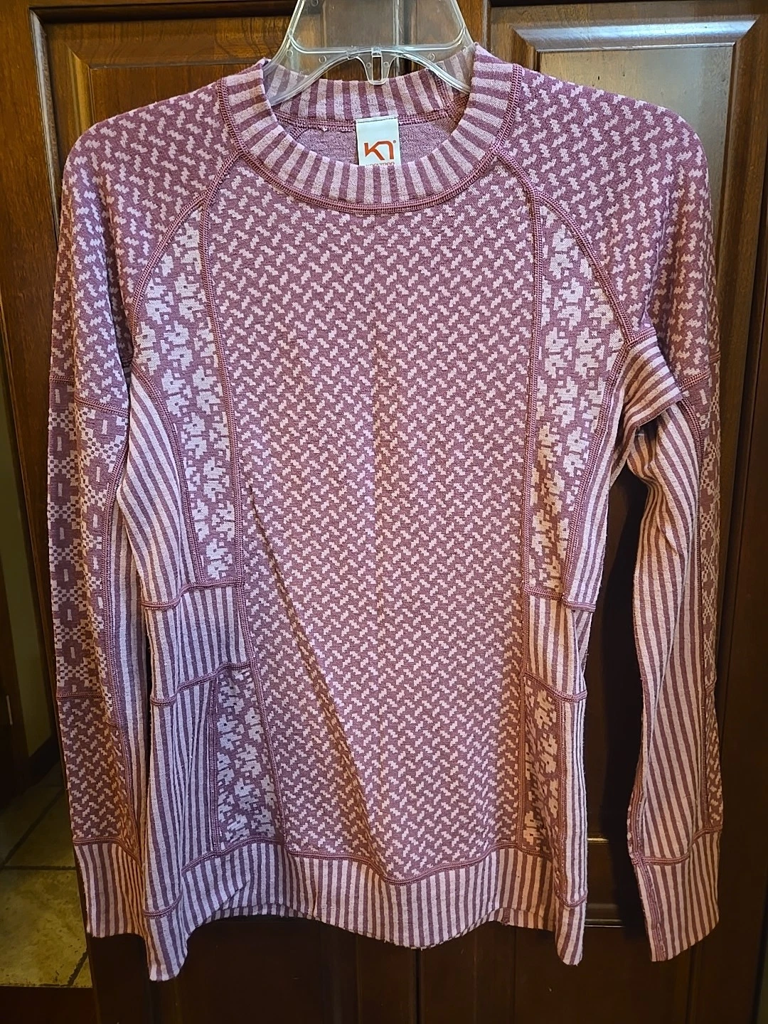 Kari Traa Women's Long Sleeve Merino Wool Base Layer Top Purple/Pink Large