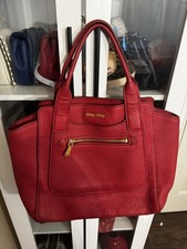 Miu Miu Red Caribou Vittelo Leather Tote Gold Hardware- come with COA