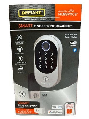 Defiant Satin Nickel Round Biometric Fingerprint Touchpad Deadbolt- 1009 561 265
