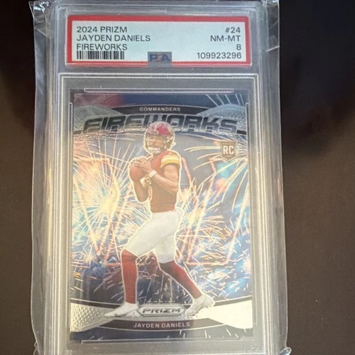 2024 Panini Prizm Jayden Daniels Fireworks Rookie #24 PSA 8
