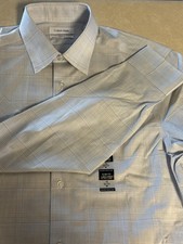 Calvin Klein Steel Men Dress Shirt M 15 32/33 Blue Check New Slim Fit