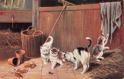 Antique Postcard Kittens Playing The Hayrack, F.E.D Serie 145 1 7.19.2025-2-0038