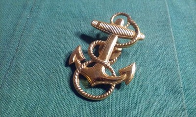 USN Navy Midshipman 1-13/16'' Gold Cap Device Pin Fouled Anchor Emblem Insignia
