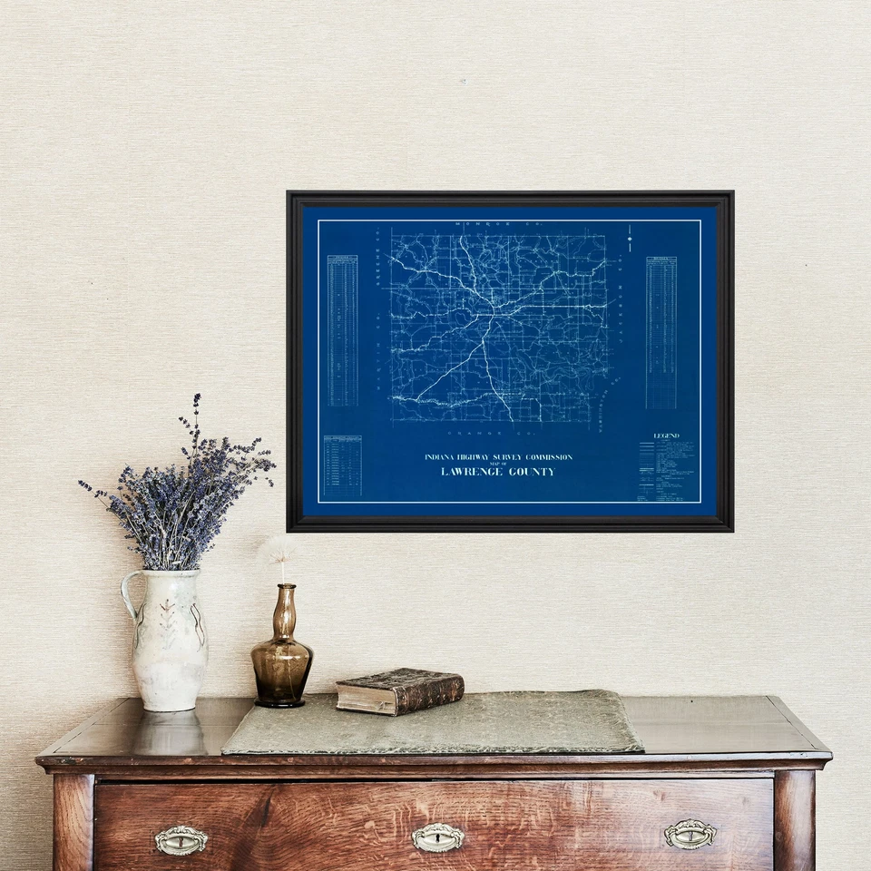 Old Map of Lawrence County, IN 1936 - Vintage Indiana Art - Image 4 of 4
