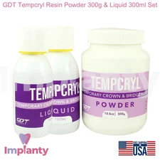GDT Tempcryl Dental Resln Powder 300g and Liquid 300ml Set Restoration Solution