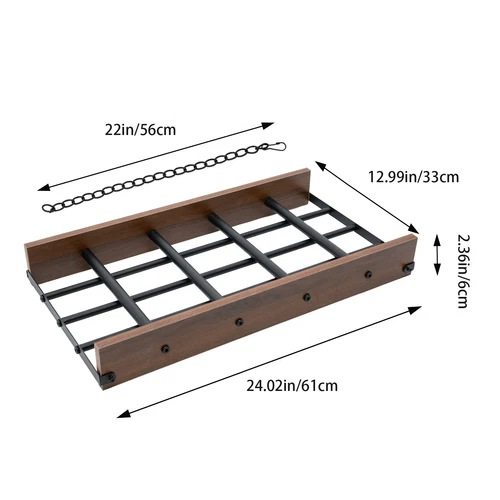 Black and Brown Ceiling Mounted Pot Rack Hanging Pots and Pans Organizer w/Hooks - Picture 4 of 6