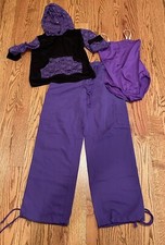 EUC Girl's Large Hip Hop Dance Costume Leo, Hoodie, Pants Black Purple Sequins