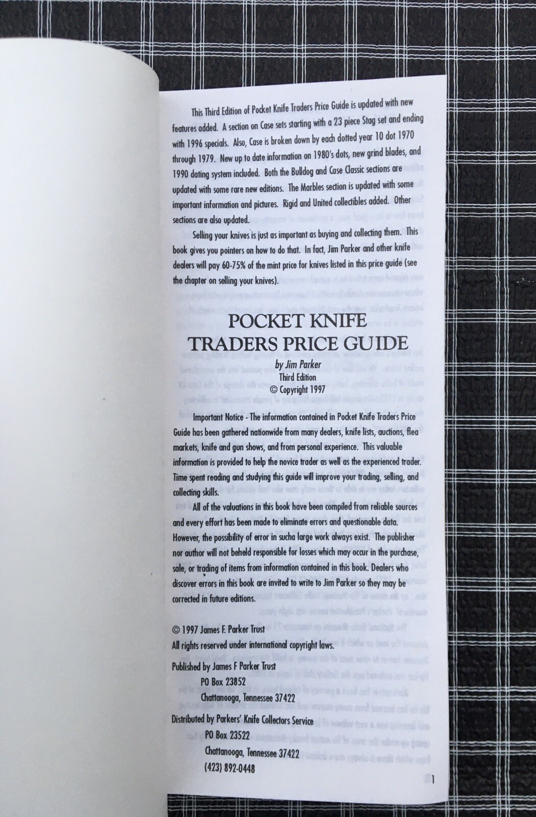 Pocket Knife Traders Price Guide Volume 3 Jim Parker 1997 Third Ed